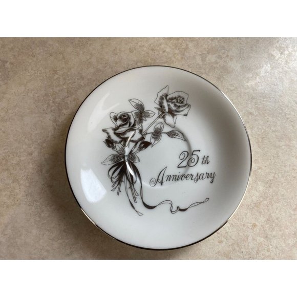 Gift Craft Bone China 25th Silver Wedding Anniversary Tea Cup And Saucer Set - Picture 6 of 7